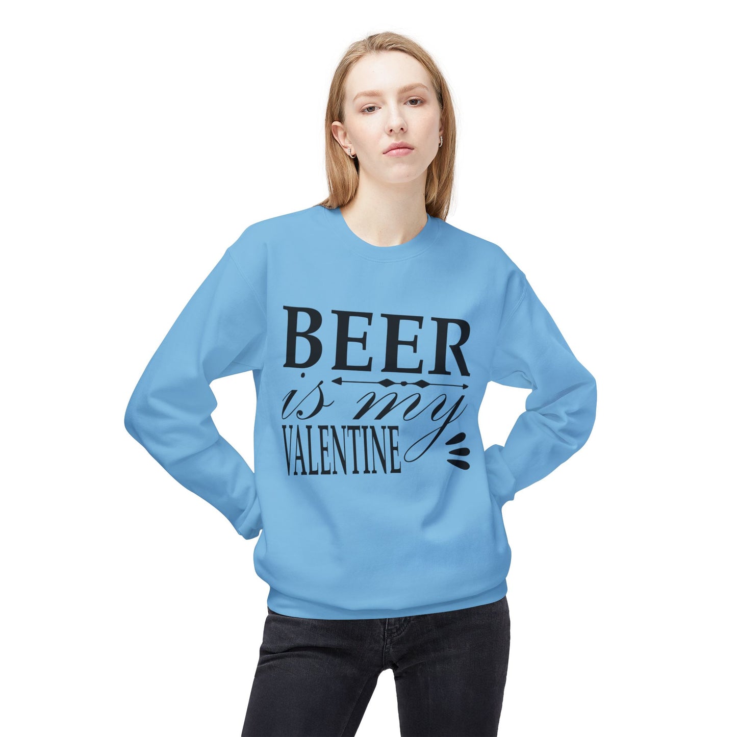 Beer is My Valentine Fleece Crewneck Sweatshirt