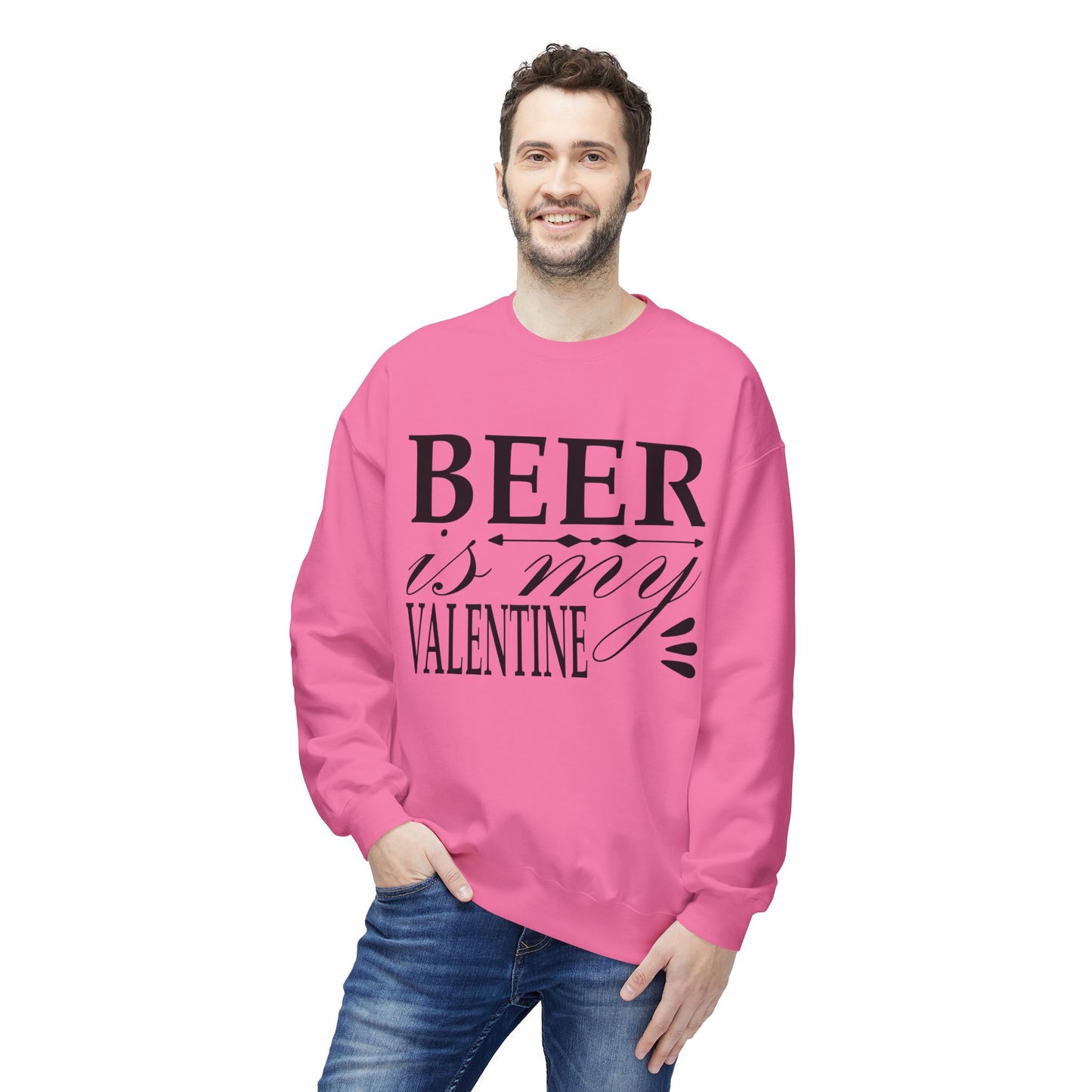 Beer is My Valentine Fleece Crewneck Sweatshirt