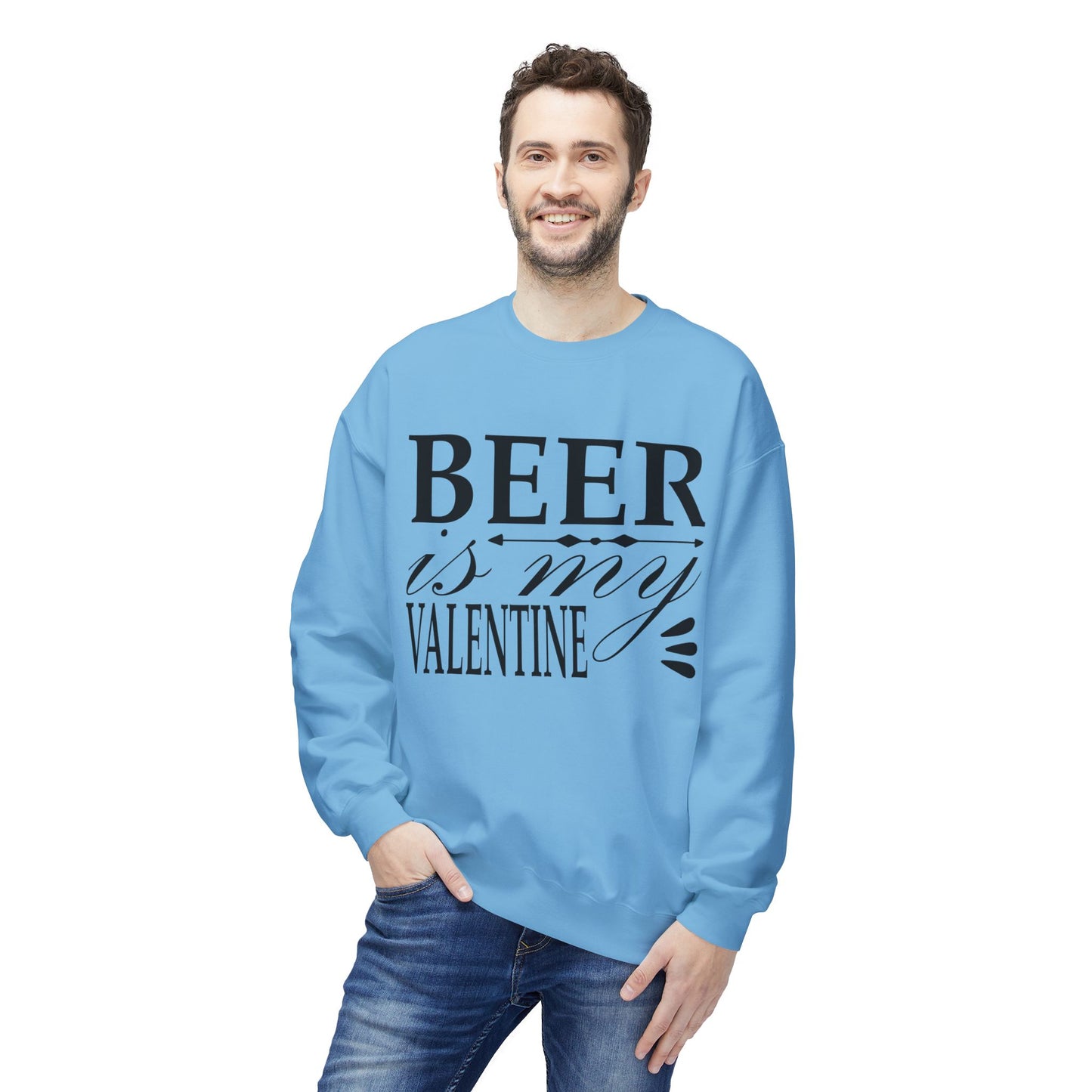 Beer is My Valentine Fleece Crewneck Sweatshirt