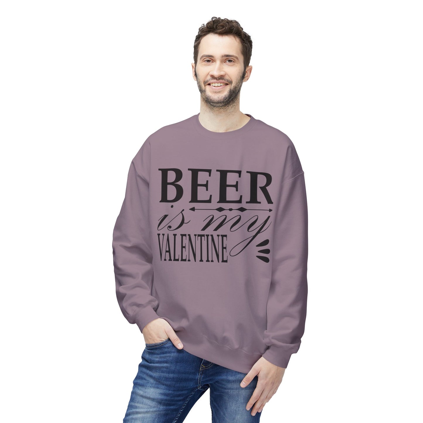 Beer is My Valentine Fleece Crewneck Sweatshirt