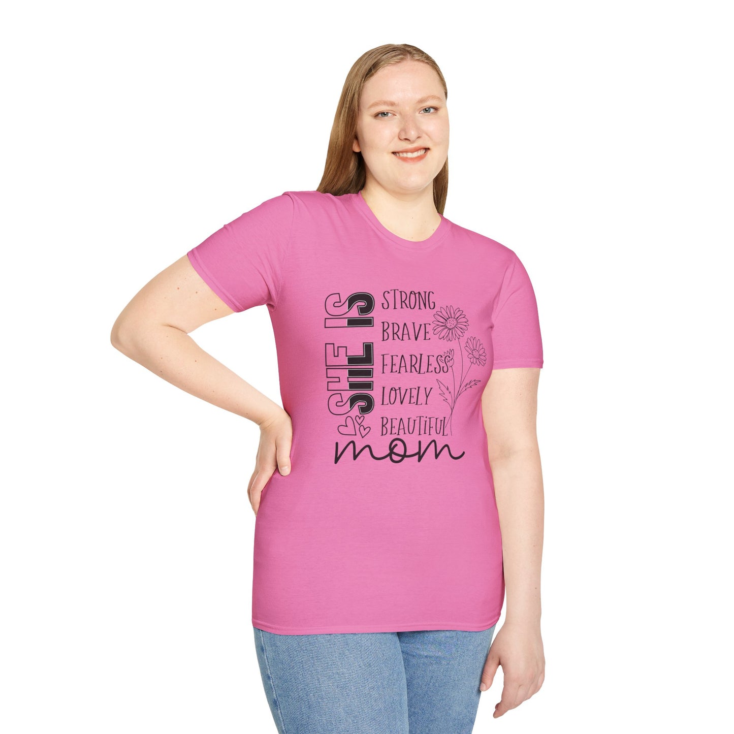 She is Mom Blessed Mom flower Mother's Day T shirt