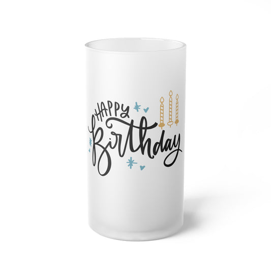 Happy Birthday Frosted Glass Beer Mug