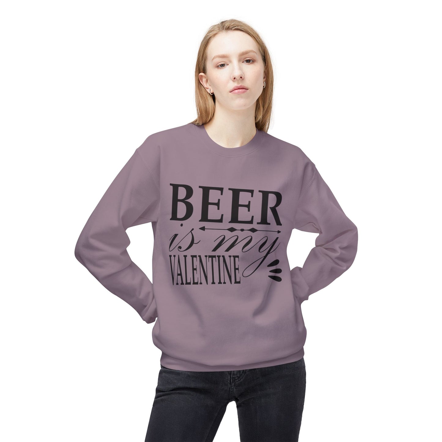 Beer is My Valentine Fleece Crewneck Sweatshirt