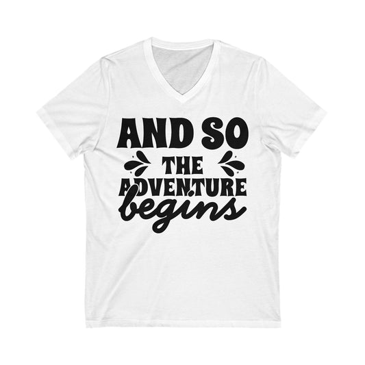 And So The Adventure Begins Couple V-Neck Tee