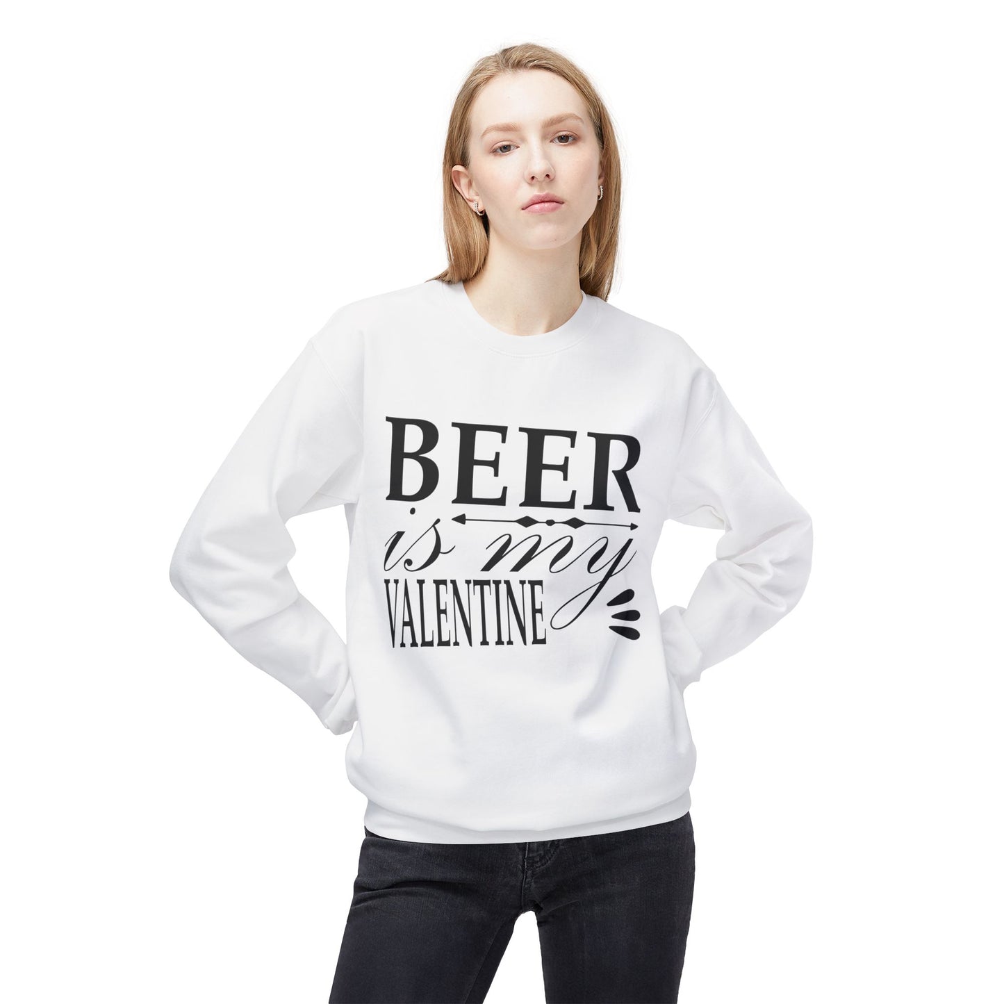 Beer is My Valentine Fleece Crewneck Sweatshirt